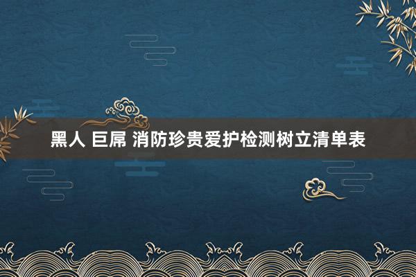 黑人 巨屌 消防珍贵爱护检测树立清单表