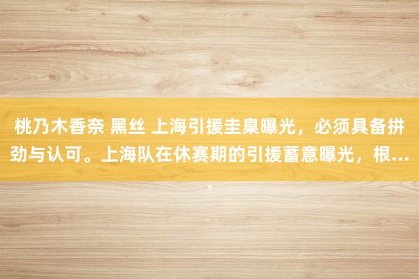 桃乃木香奈 黑丝 上海引援圭臬曝光，必须具备拼劲与认可。上海队在休赛期的引援蓄意曝光，根...